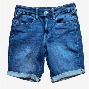 Old Navy Womens WOW denim shorts high rise roll cuff hem blue med wash 2